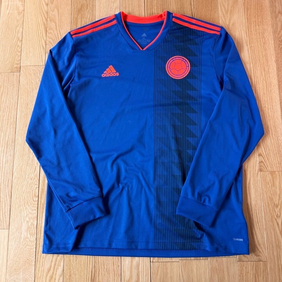 Columbia 2017 Adidas Blue Away Soccer Football Jersey Kit Long Sleeve Mens XL - Picture 1 of 7